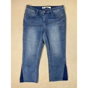 Seven7 Jeans Adult 14W‎ Blue Ankle Duster Skin Fit Denim Embroidered Womens